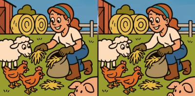 IQ test: najděte 3 rozdíly na obrázku ženy se zvířaty za 31 sekund